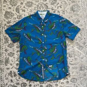 Paper Denim & Cloth Blue Leaf Pattern Men's Shirt